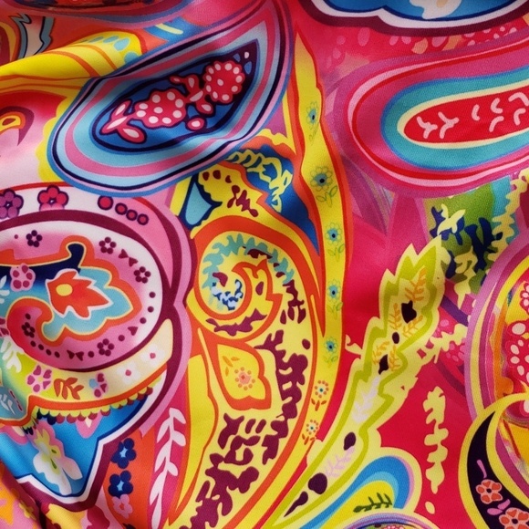 Chenghe Bandeau Blouson Tankini Top High Waisted Bottom Paisley Print Set Size M - Picture 6 of 13